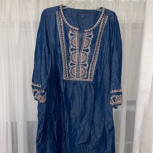 J. Jill Denim Dress with Embroidery
